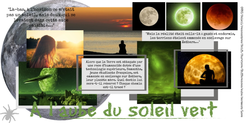 Moodboard d'inspirations pour le livre 'à l'aube du soleil vert' d'Isabelle Morot-Sir