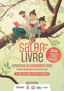 Affiche du Salon du livre de Châteaulin du 16 novembre 2025 auquel participe la romancière Isabelle Morot-Sir.